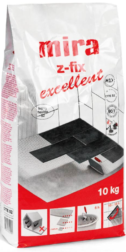 Mira Z-FIX excelent, īpaši viegla elastīga balta flīžu līme, C1TE S2